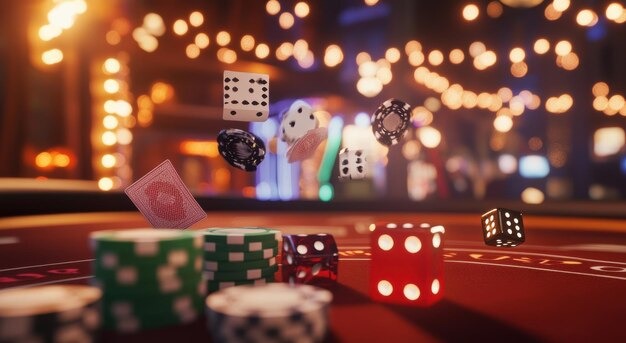 Live poker dealer table with multiple players at dj togel studio